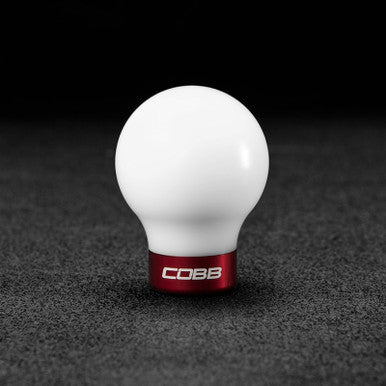 COBB Subaru 6-Speed COBB Shift Knob For 2015-26 Subaru WRX, 04-21 STI, 06-12 LGT - White w/Race Red Collar (Non-Weighted) - 213350-W-RD