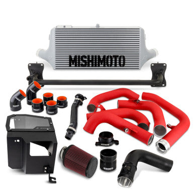 Mishimoto Performance Front-Mount Intercooler Kit w/ Intake For 2022+ Subaru WRX - Silver/Red Hoses - MMINT-WRX-22AISLRD