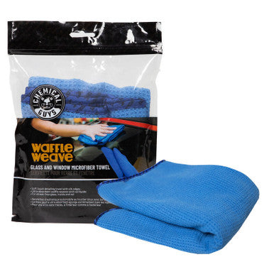 Chemical Guys Waffle Weave Glass & Window Microfiber Towel - 24in x 16in - Blue - Case of 48 - MIC708
