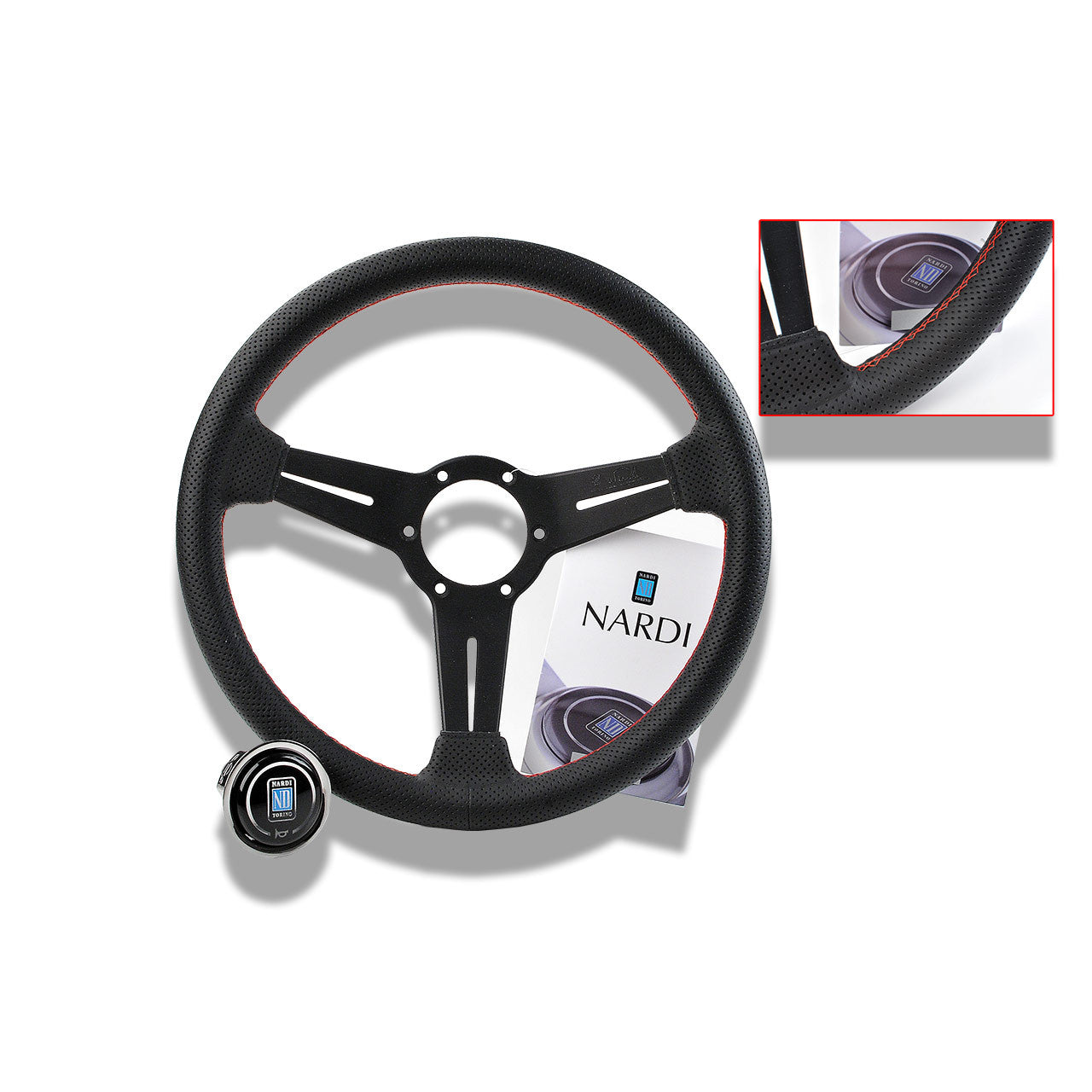 Nardi Type A 330 Steering Wheel in Black Perforated Leather with