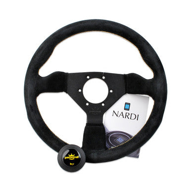 Personal Grinta 330 Steering Wheel in Black Suede with Yellow Stitching