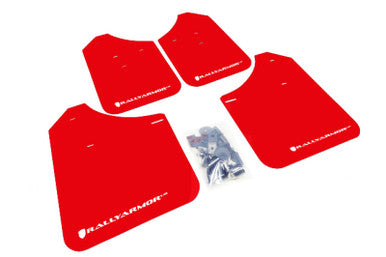 Rally Armor 02-07 Subaru WRX/STI/RS/2.5i (Wagons Req. Mod.) Red UR Mud Flap w/White Logo - MF1-UR-RD/WH
