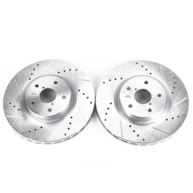 Power Stop Evolution Drilled & Slotted Front Rotors For 2005-17 Subaru WRX STI, 2020 WRX - Pair - JBR1117XPR