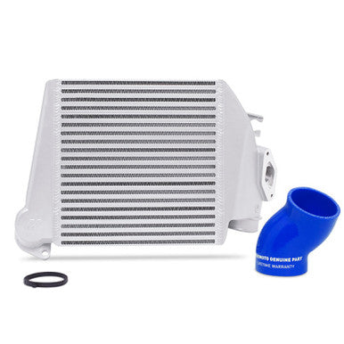 Mishimoto Top-Mount Intercooler Kit For 2008-14 Subaru WRX - Powder Coated Silver & Blue Hoses - MMTMIC-WRX-08SLBL