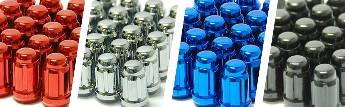 Photo collage of lug nuts.
