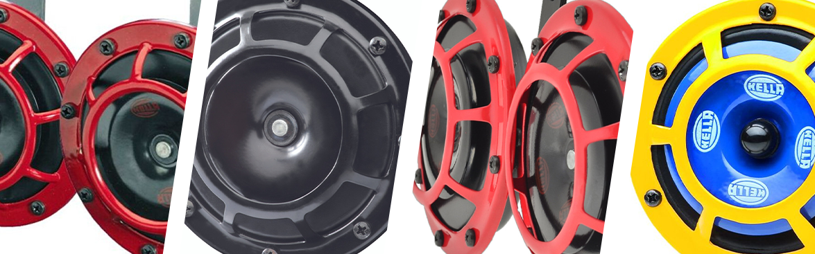 Photo collage of horns for vehicles.