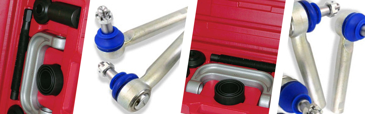 Photo collage of ball joint and accessories