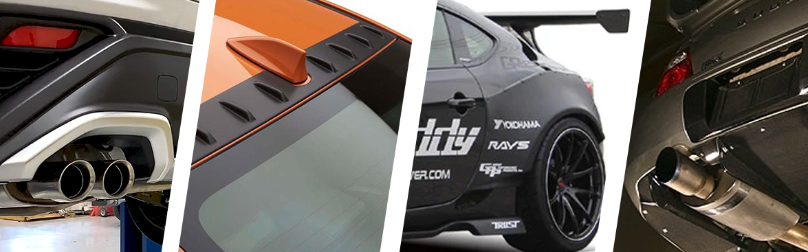 Photo collage of Subarus with diffusers .