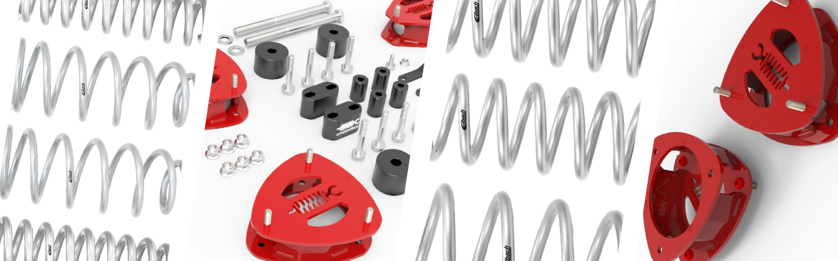 Photo collage of lift kits.