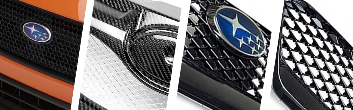 Photo collage of Subaru grilles.