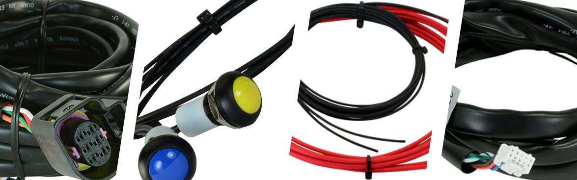 Photo collage of wiring harnesses.