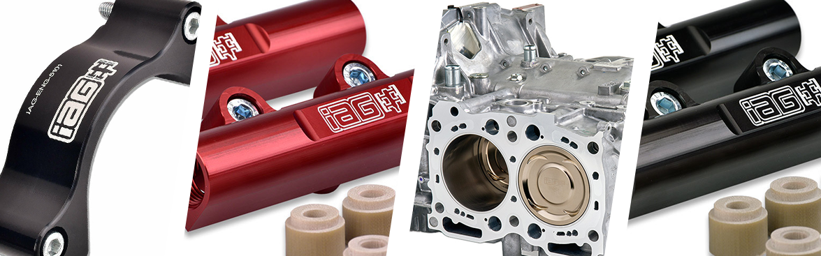 Photo collage of blemished IAG Performance parts.