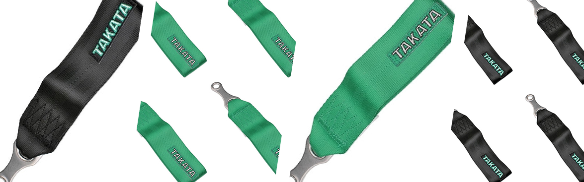 Photo collage of tow straps from Takata.