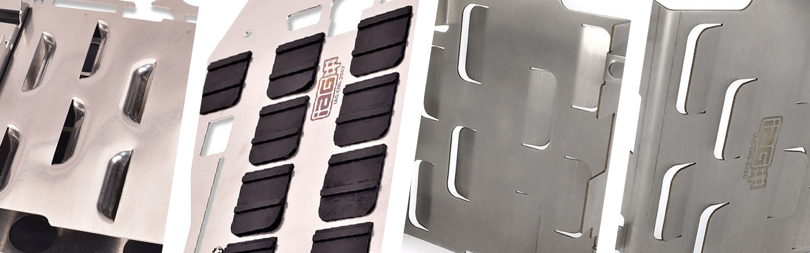 Photo collage of oil pan baffles.