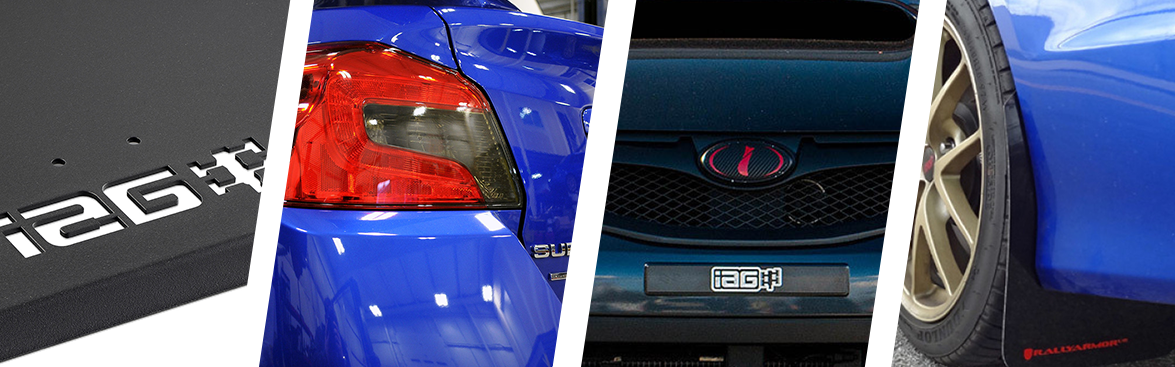 Photo collage of Subarus with aftermarket parts.