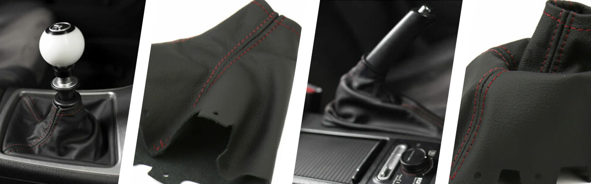 Photo collage of shift boots.