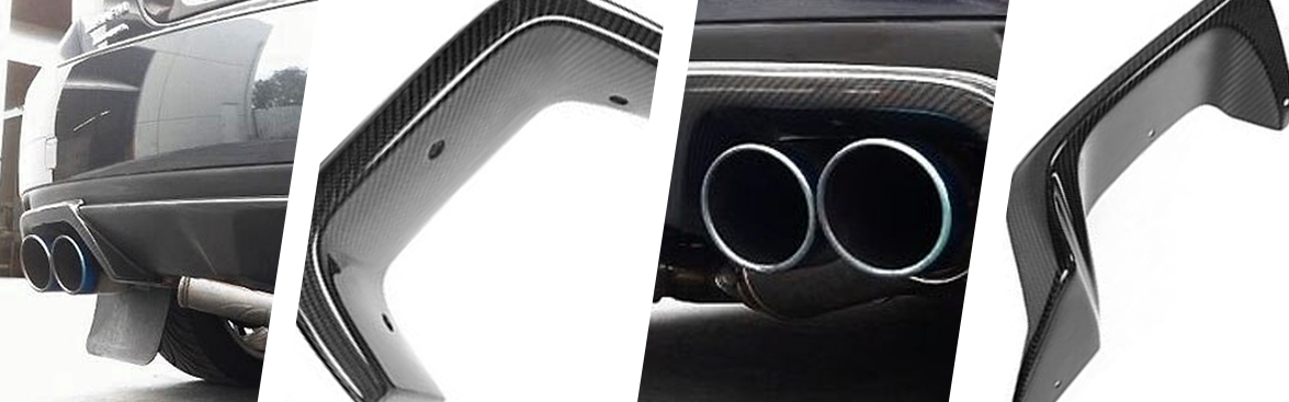 Photo collage of exhaust shields.