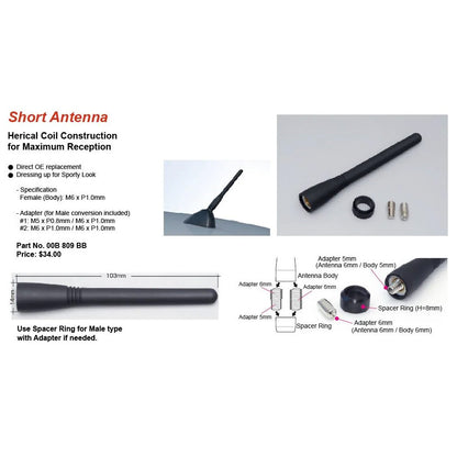 Cusco Short Antenna Black in Side Thread * limited reception radio band - Specs