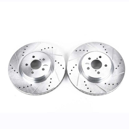 Power Stop Evolution Drilled & Slotted Front Rotors For 2005-12 Subaru Legacy GT - Pair