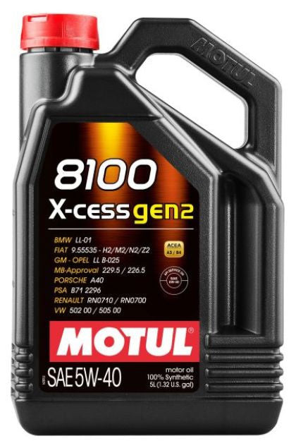 MOTUL 8100 5W40 X-CESS Gen2 100% Synthetic Motor Oil 5L