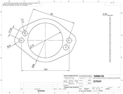 Turbo XS 4 Hole 3in Gasket 105mm Center-to-Center (Fits WS-MP-V2 / WS02-RMA / WS02-RMA-TI) - G764H - Primary