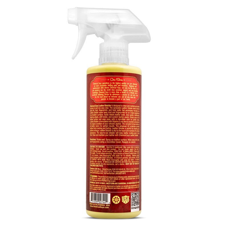 Chemical Guys Leather Quick Detailer Care Spray - Matte Finish - Label