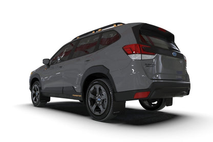 Rally Armor 22-24 Subaru Forester (Incl. Wilderness) Black UR Mud Flap w/White Logo - MF82-UR-BLK/WH - Installed 3