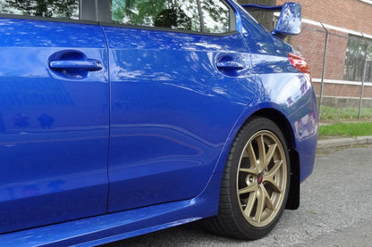 Rally Armor 15-21 Subaru WRX/STI (Sedan ONLY) White UR Mud Flap w/ Red Logo - MF32-UR-WH/RD - Installed 8