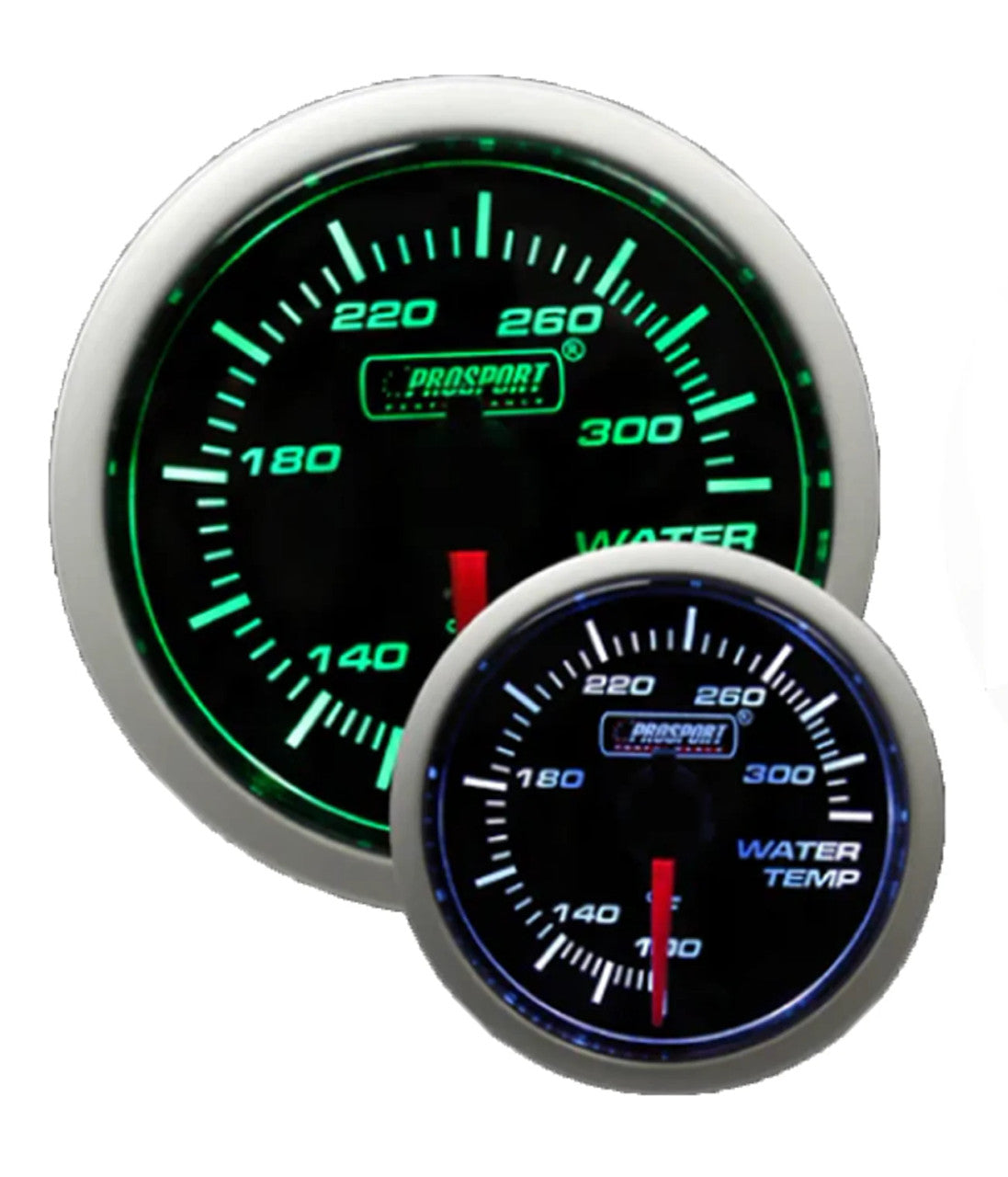 Prosport 52mm Green/White Water Temperature Gauge