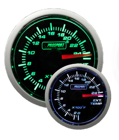 Prosport 52mm Green/White Exhaust Gas Temperature Gauge
