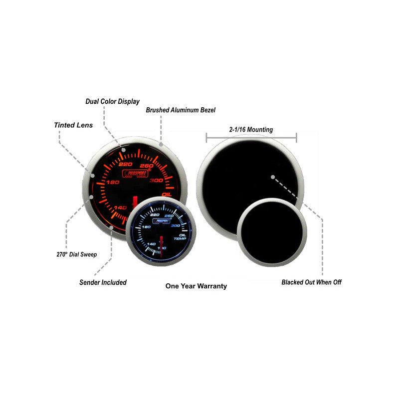 Prosport 60mm Amber / White - Exhaust Gas Temperature Gauge - Specs