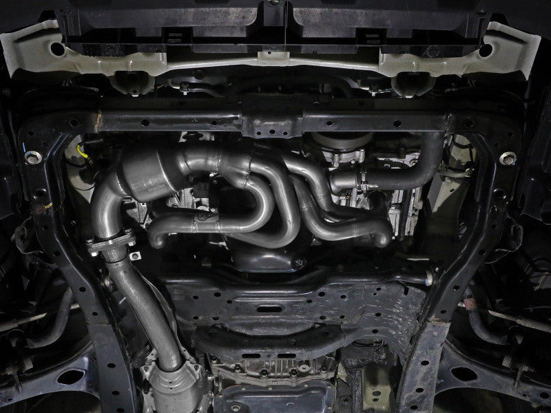 aFe Twisted Steel 304 Stainless Steel Header w/ Cat 13-19 Subaru Outback H4-2.4L - 48-36804-HC - Mounted