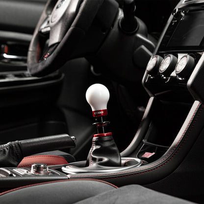 COBB Subaru 6-Speed Weighted COBB Shift Knob - White w/ Black and Red Collar - 213360-W - Installed