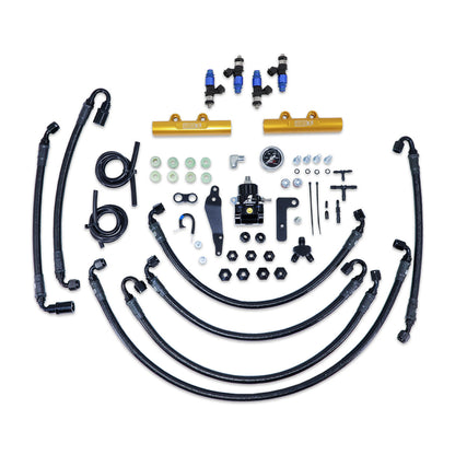 IAG PTFE Flex Fuel System Kit w/ FIC Injectors, Aeromotive FPR, IAG Fuel Rails for 08-14 WRX, 08-21 STI