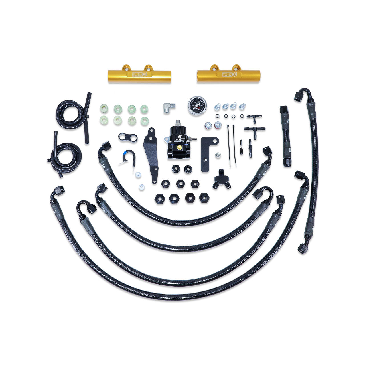 IAG PTFE Fuel System Kit w/ Aeromotive FPR, IAG Fuel Rails for 08-14 WRX, 08-21 STI