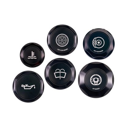 IAG Revolve Engine Bay Dress-Up Cap Kit for 02-07 WRX, 04-07 STI, 04-08 FXT - Includes Oil, Brake, Clutch, Coolant, Washer & Power Steering Caps