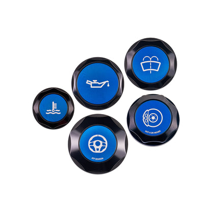 IAG Revolve Engine Bay Dress-Up Cap Kit for 15-21 STI - Includes Oil, Brake, Power Steering, Coolant & Washer Caps