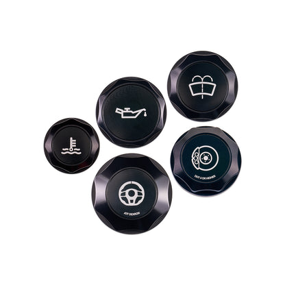 IAG Revolve Engine Bay Dress-Up Cap Kit for 15-21 STI - Includes Oil, Brake, Power Steering, Coolant & Washer Caps