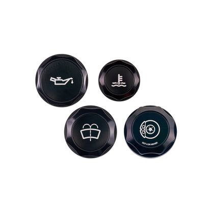 IAG Revolve Engine Bay Dress-Up Cap Kit for 15-21 WRX - Includes Oil, Brake, Coolant & Washer Caps