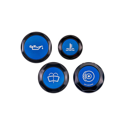 IAG Revolve Engine Bay Dress-Up Cap Kit for 15-21 WRX - Includes Oil, Brake, Coolant & Washer Caps