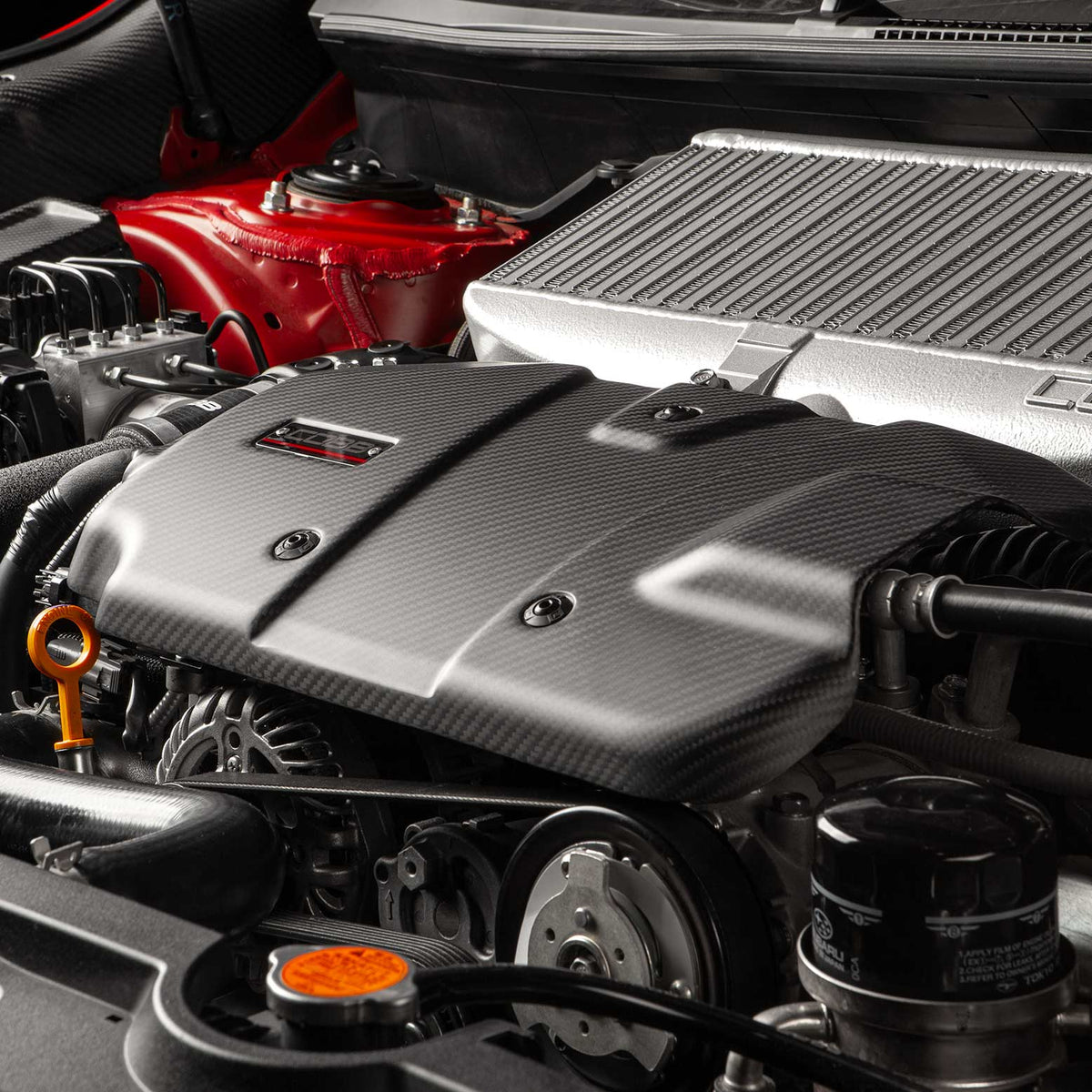 COBB Redline Matte Carbon Fiber Engine Cover For 2022-26 Subaru WRX - Installed