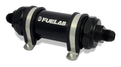 Fuelab 828 In-Line Fuel Filter Long -10AN In/Out 10 Micron Fabric - Black - 82803-1