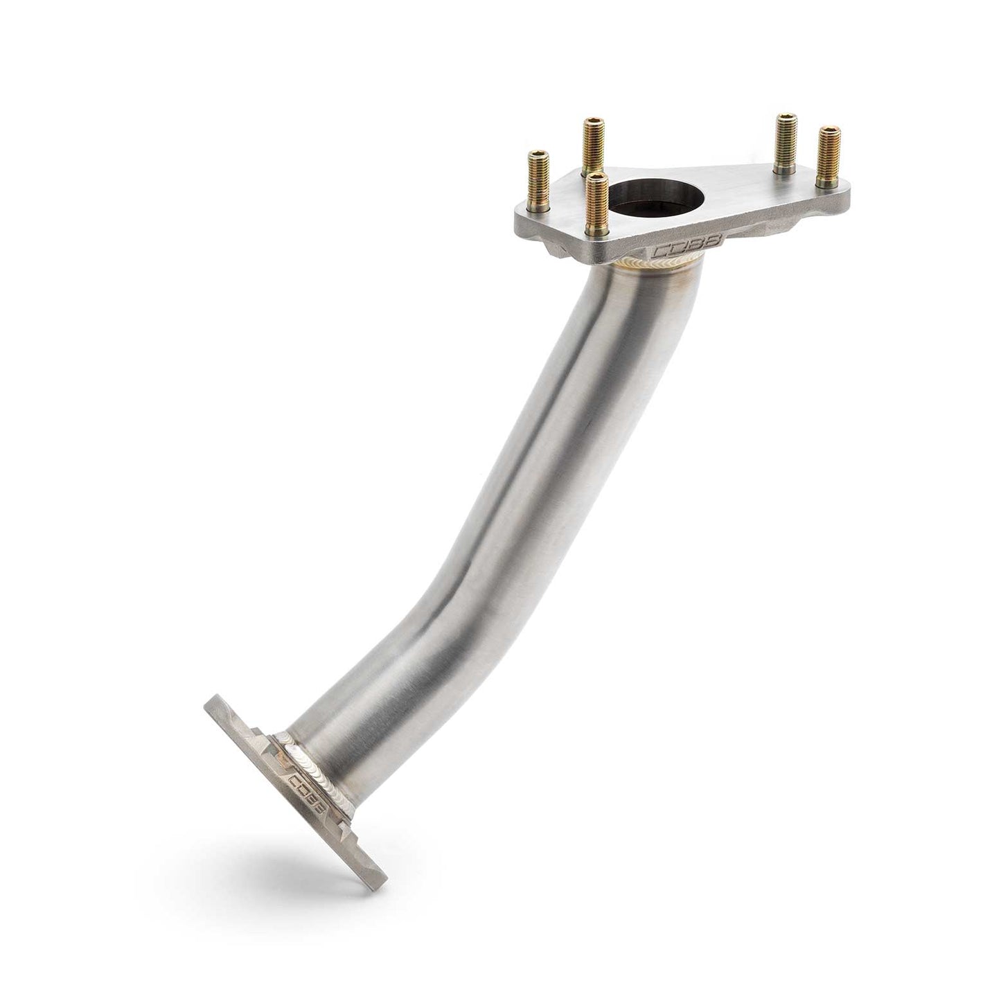COBB 2in. Stainless Steel Up-Pipe For 2006-14 Subaru WRX, 04-21 STI, 06-13 FXT, 06-09 LGT/OBXT - Side View