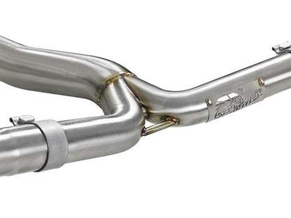 aFe Takeda 3 IN to 2-1/4 IN 304 Stainless Steel Cat-Back Exhaust System For 2015-21 Subaru WRX/WRX STI - Polished Tips - 49-36801-P - Split