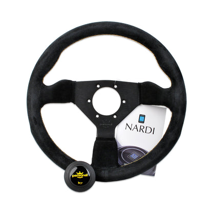 Personal Grinta 330 Steering Wheel in Black Suede with Yellow Stitching