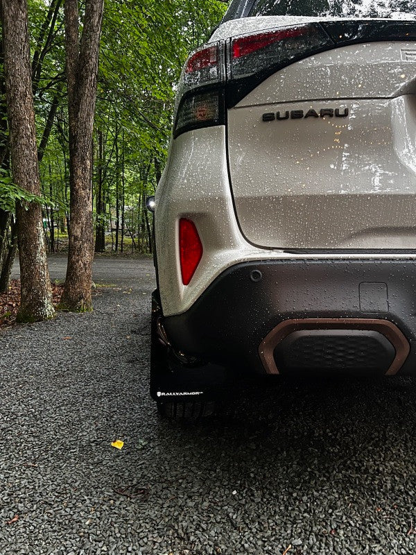 Rally Armor 25-26 Subaru Forester & Hybrid Black UR Mud Flap w/Grey Logo - Installed 9