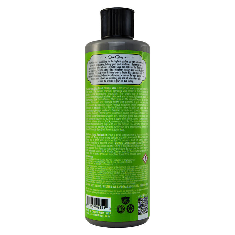 Chemical Guys Slick Finish Cleaner Wax - Label