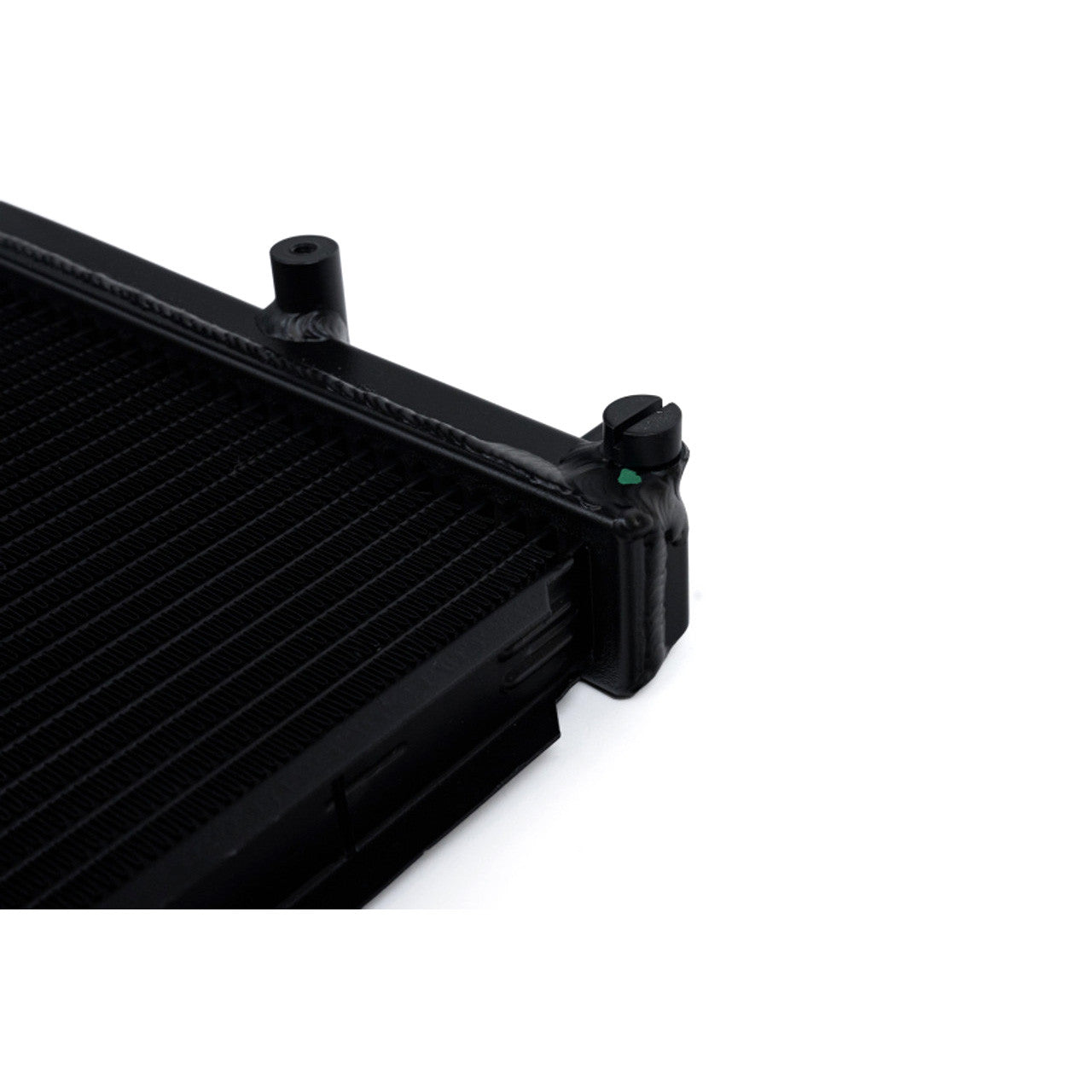 CSF 08-21 Subaru WRX/STI 2-Row 42mm Race-Spec All Aluminum Radiator - Black Close-up 2
