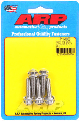 ARP 1/4in-28 x 1.000 12pt SS Bolts (5/pkg) - 711-1000