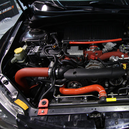 Mishimoto 08+ Subaru WRX/STi Performance Cold Air Intake Kit - Wrinkle Red - Installed